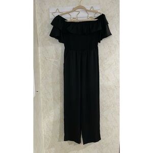 Chic Black Ruffled Off-Shoulder Jumpsuit
